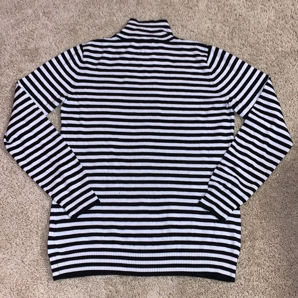 Women’s Calvin Klein Black and White Striped Turtleneck Sweater Medium - Picture 8 of 10